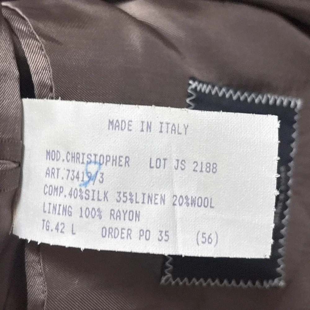 Harold Powell Sport Coat 42L Tan Silk Linen Wool Tweed Check Italy Christopher